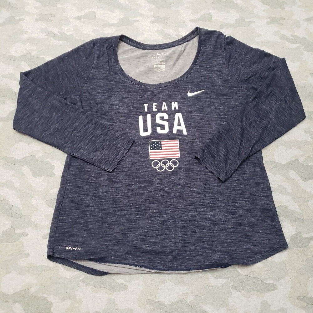 Nike Shirt Women's Large Blue Dri-Fit Long Sleeve